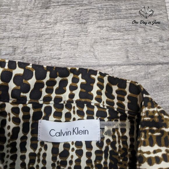 Calvin Klein Short Sleeve Snap Front Tie Belt Dress Size 4 - Picture 2 of 5